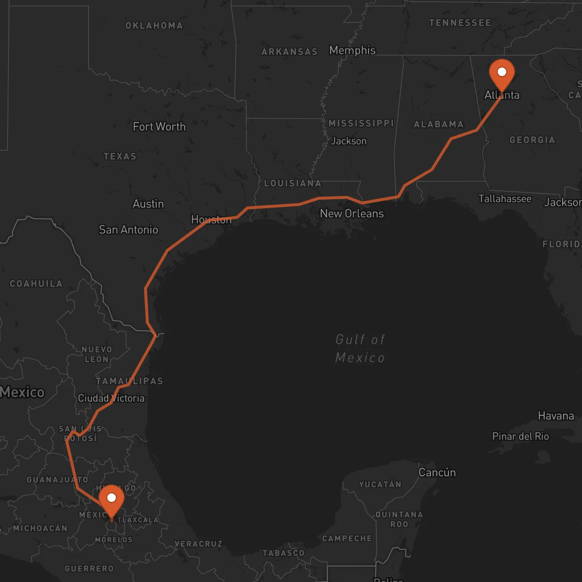 Ruta Atlanta - Ciudad de México
