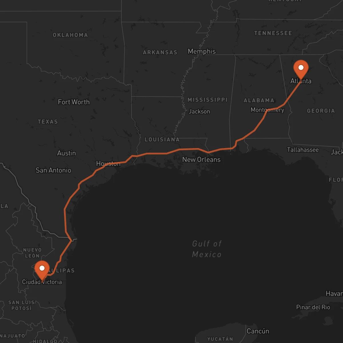 Ruta Ciudad Victoria - Atlanta