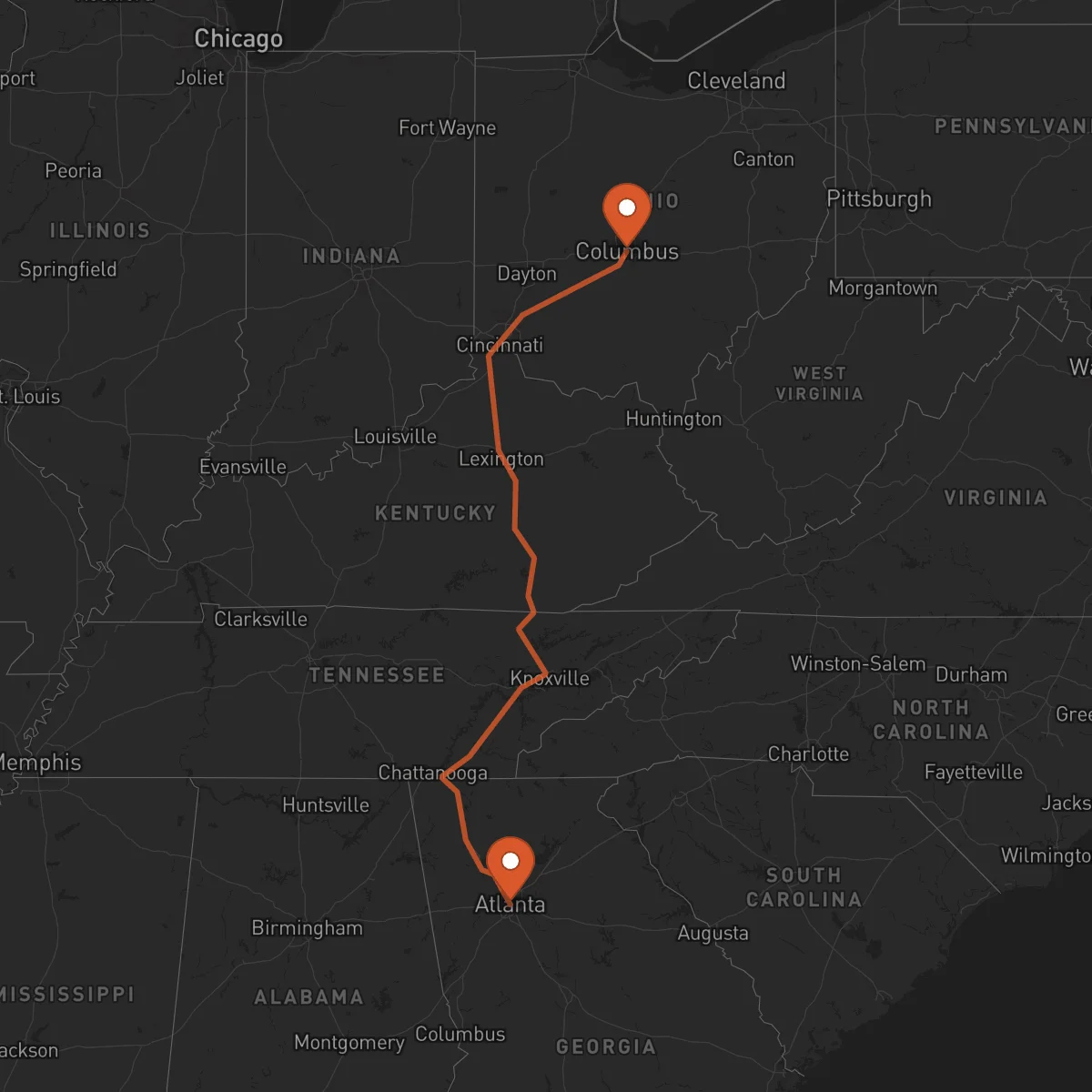 Ruta Atlanta - Columbus