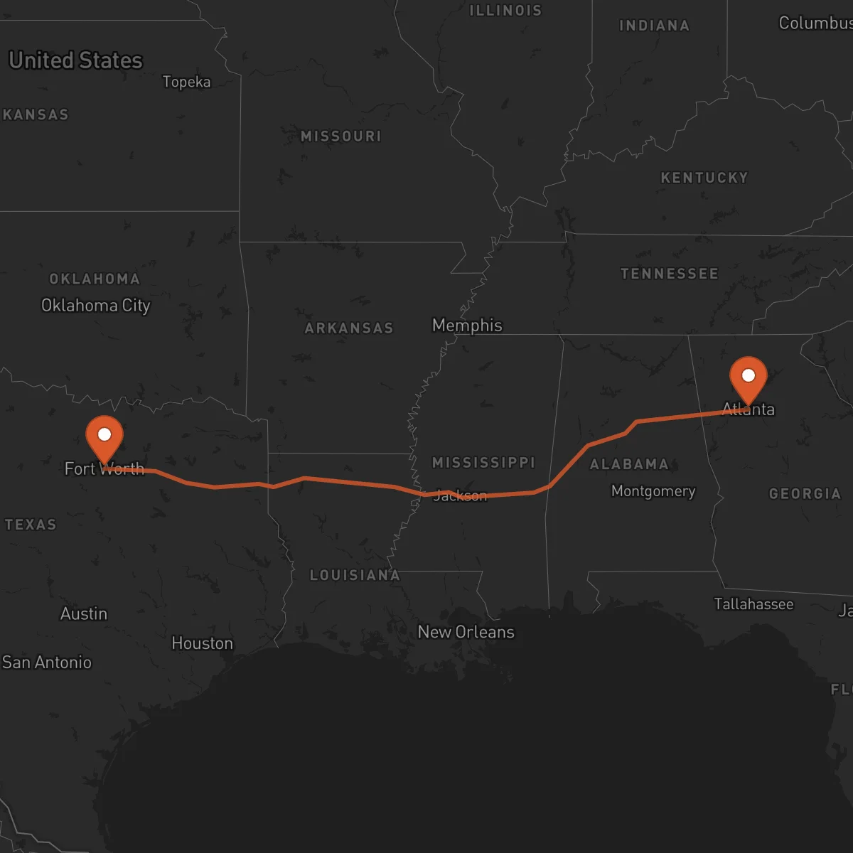 Ruta Atlanta - Fort Worth