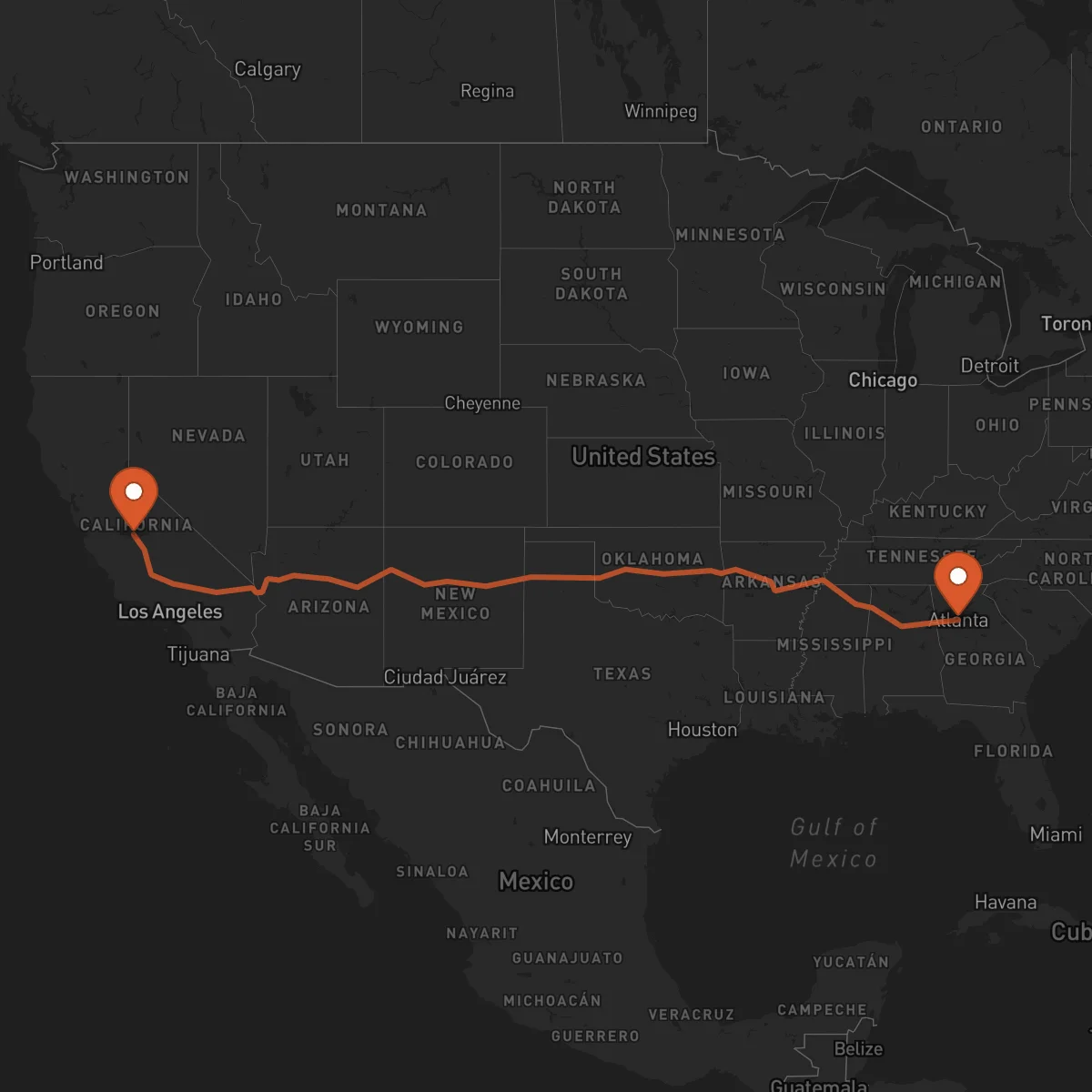 Ruta Fresno - Atlanta
