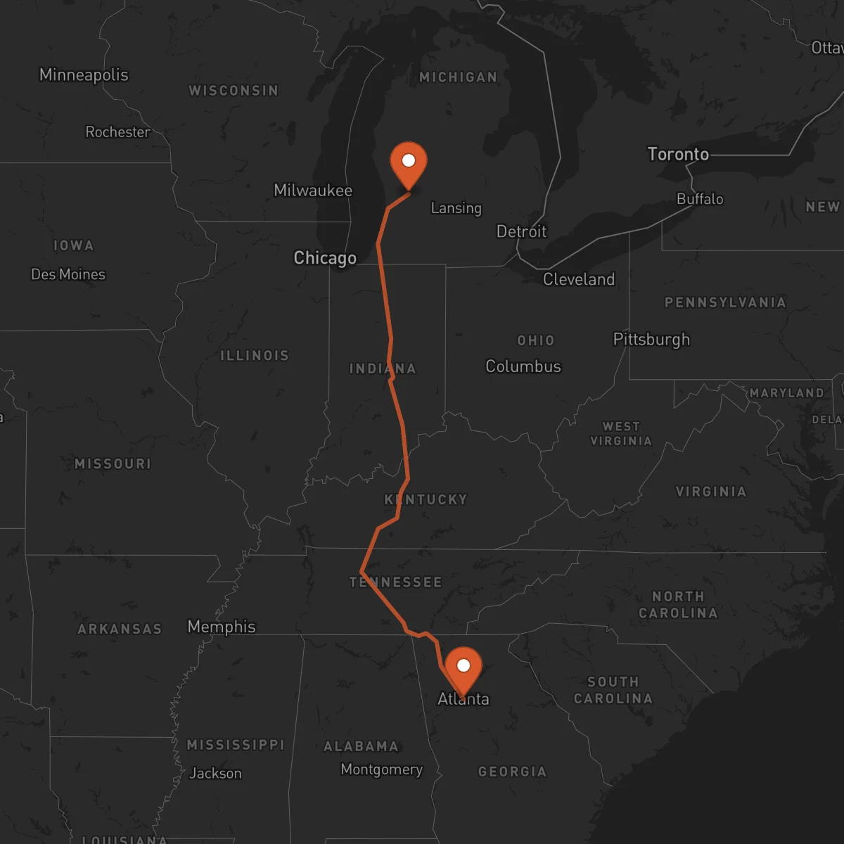 Ruta Grand Rapids - Atlanta