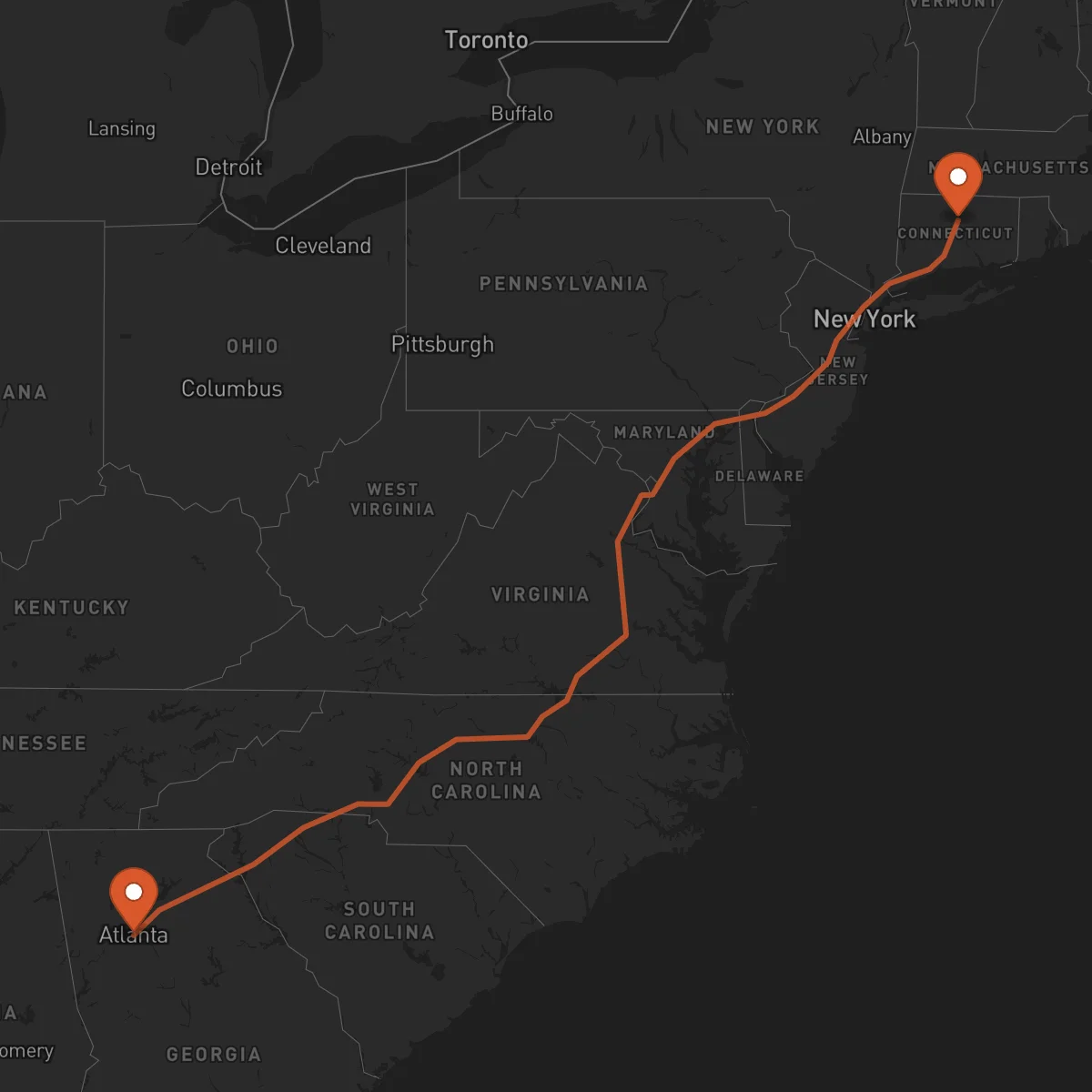 Ruta Hartford - Atlanta