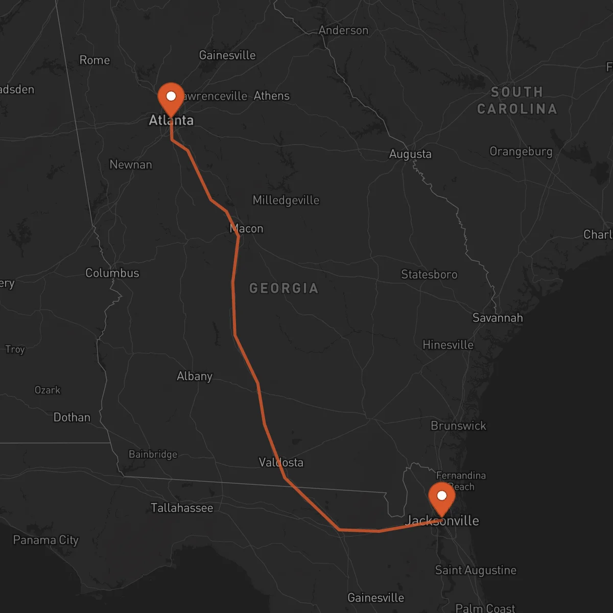 Ruta Atlanta - Jacksonville