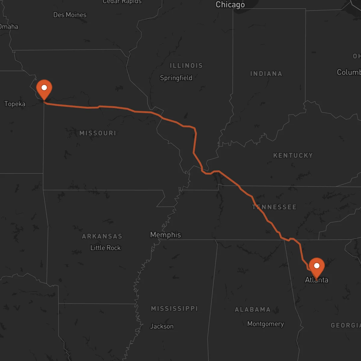 Ruta Kansas City - Atlanta