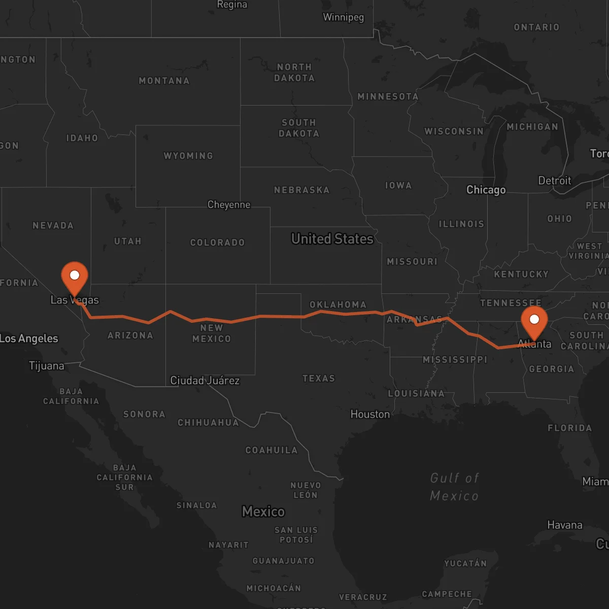 Ruta Atlanta - Las Vegas