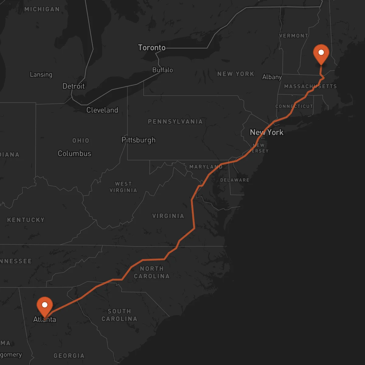 Ruta Atlanta - Manchester