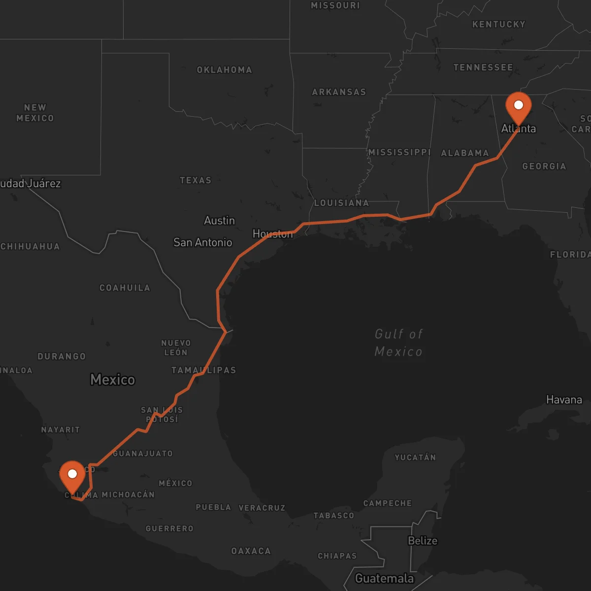 Ruta Manzanillo - Atlanta