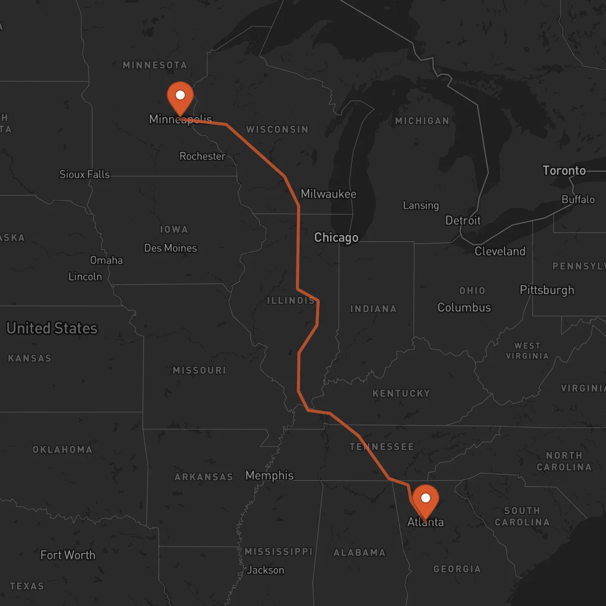 Ruta Minneapolis - Atlanta