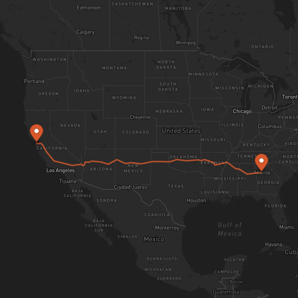 Ruta Atlanta - Oakland