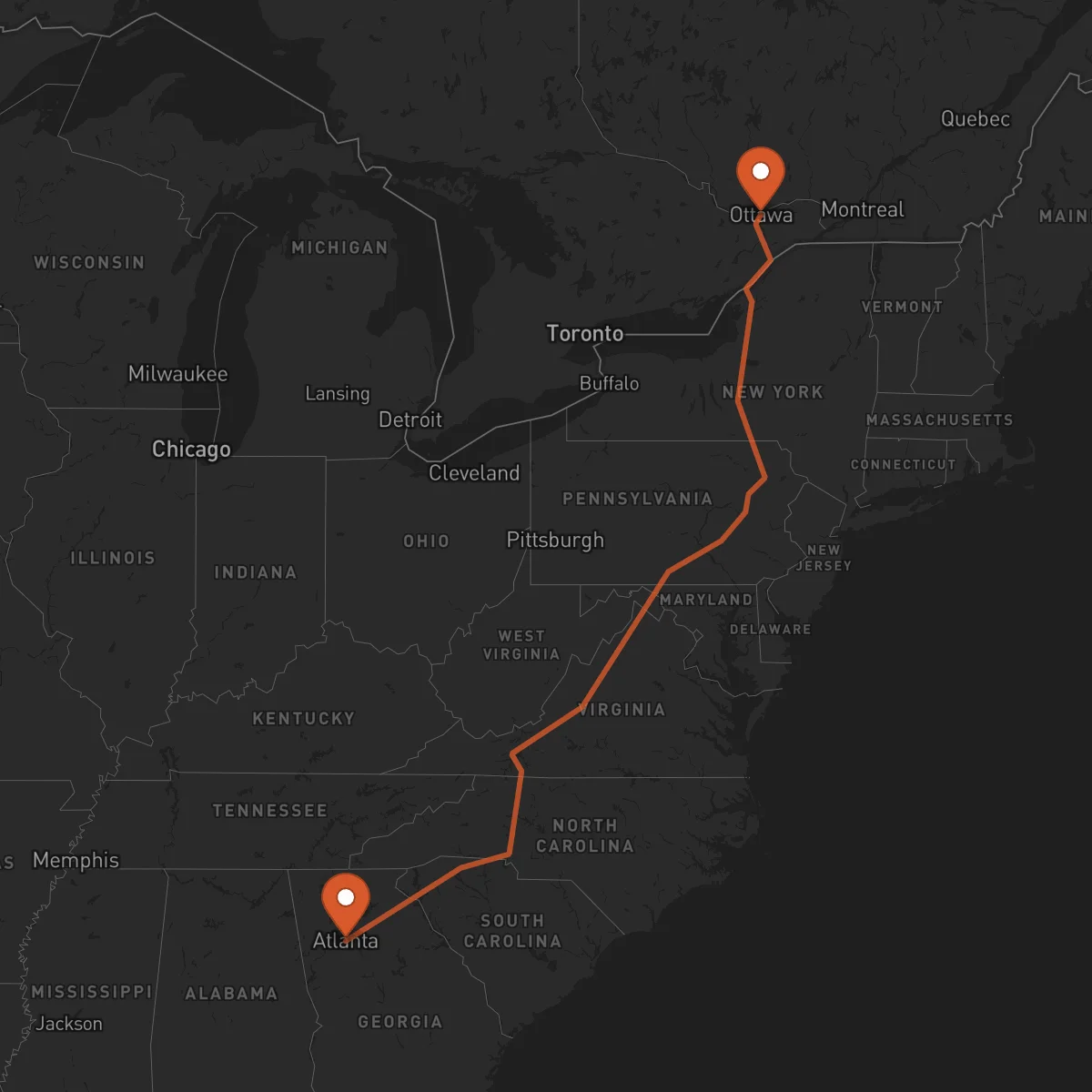 Ruta Ottawa - Atlanta