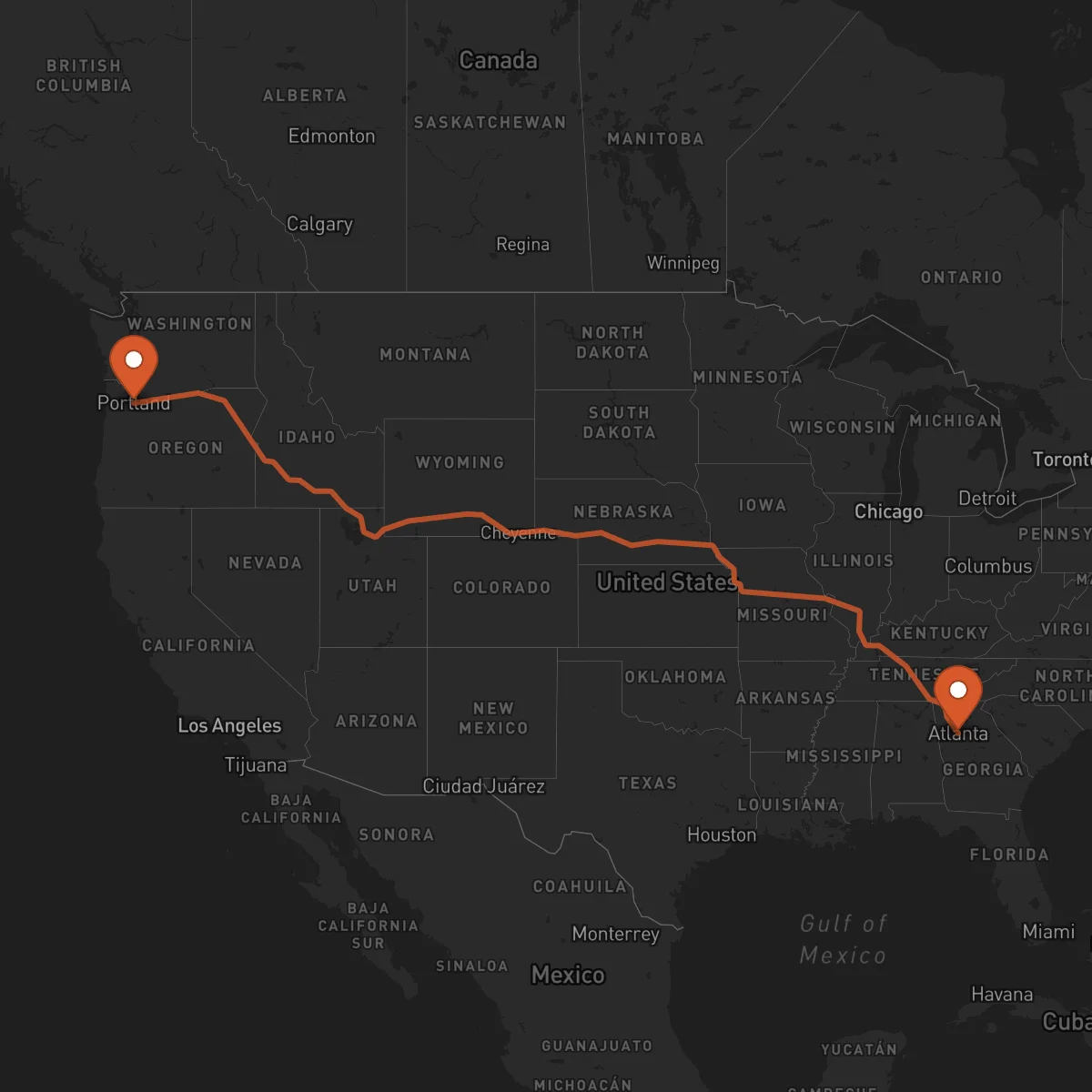 Ruta Portland - Atlanta