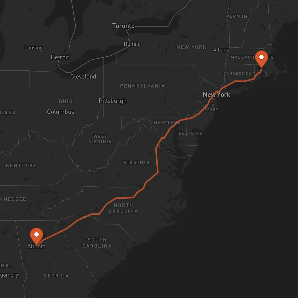 Ruta Providence - Atlanta