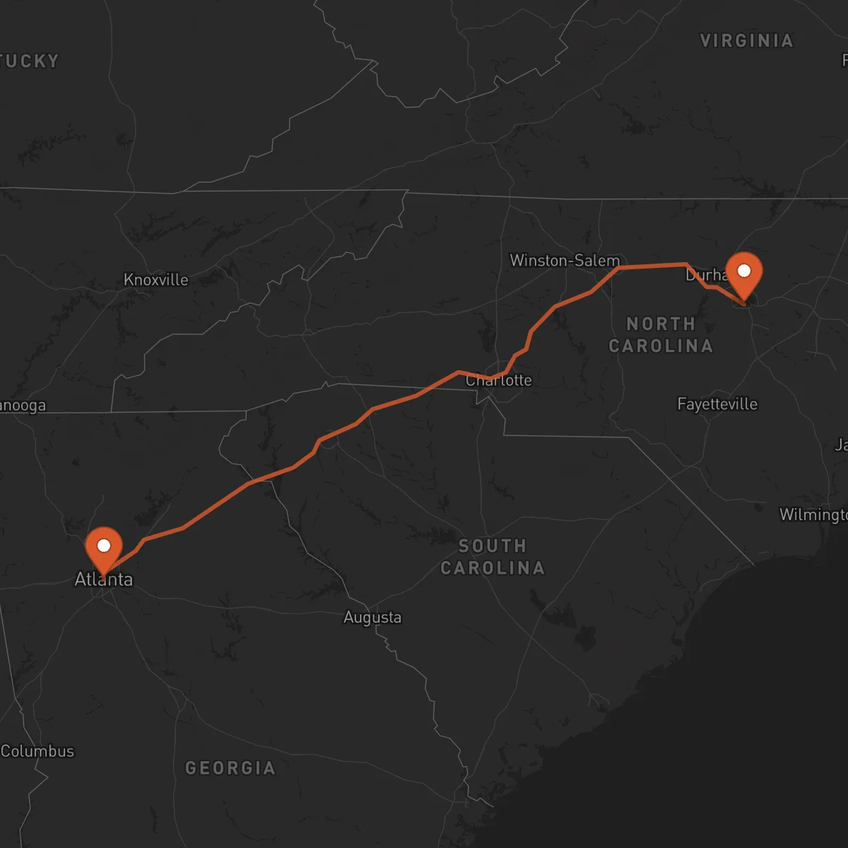 Ruta Raleigh - Atlanta