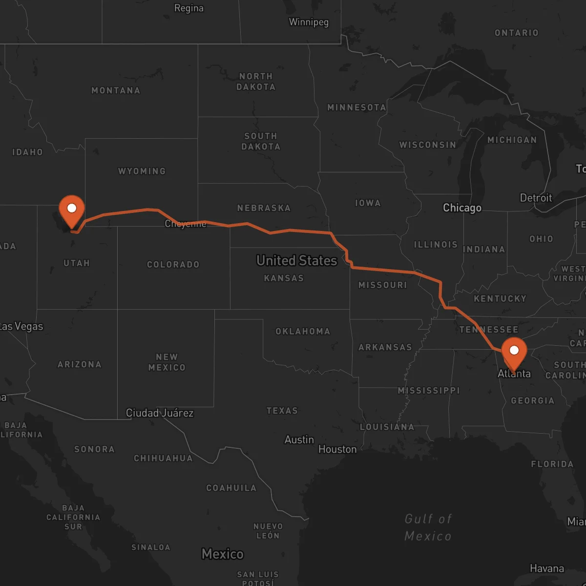 Ruta Atlanta - Salt Lake City