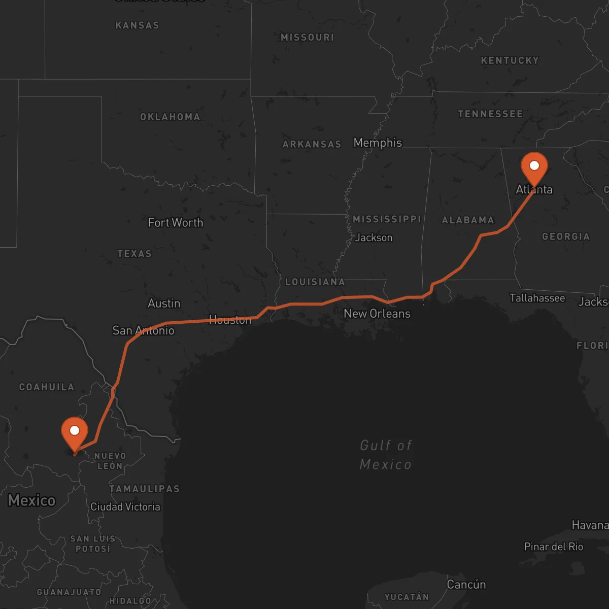 Ruta Saltillo - Atlanta
