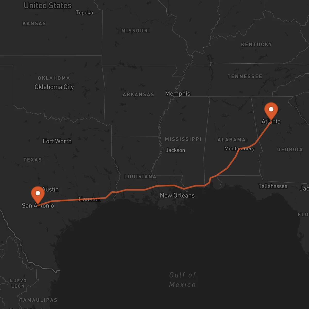Ruta Atlanta - San Antonio