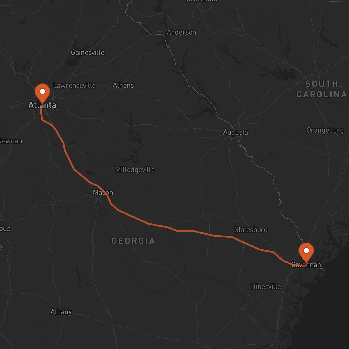 Ruta Atlanta - Savannah