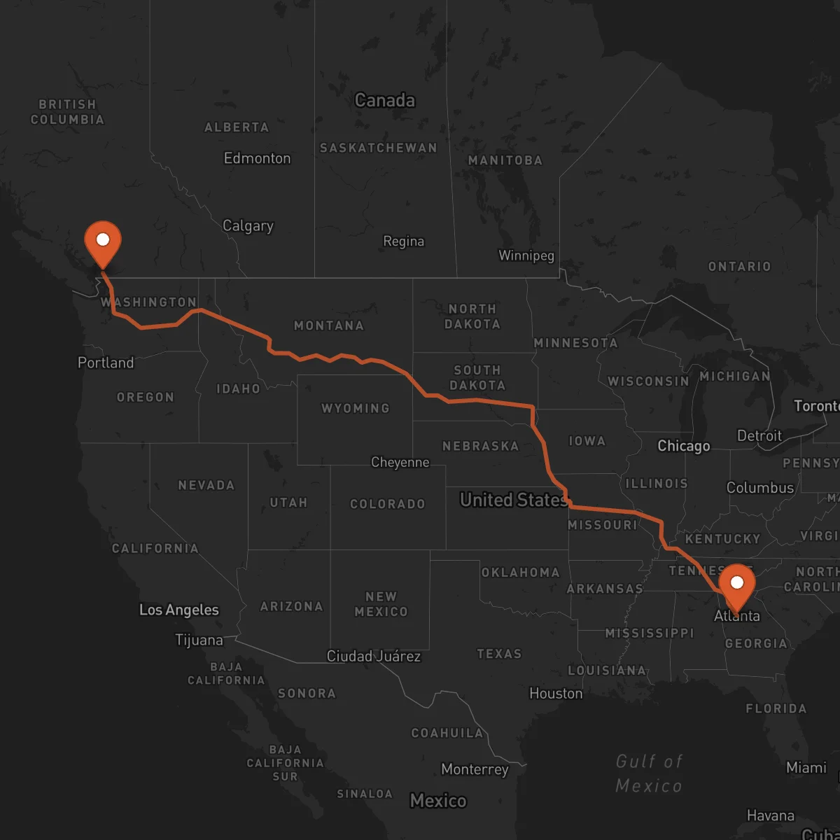 Ruta Surrey - Atlanta