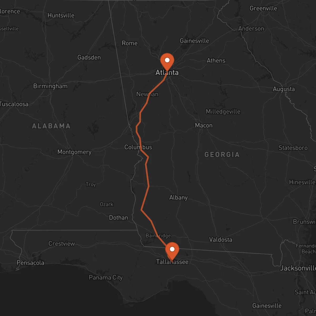 Ruta Atlanta - Tallahassee