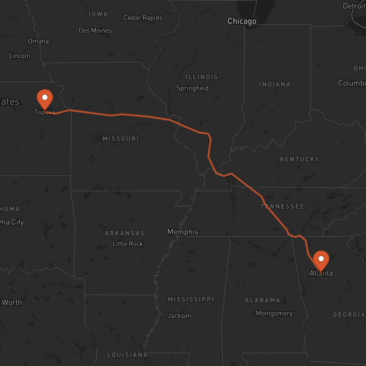 Ruta Atlanta - Topeka