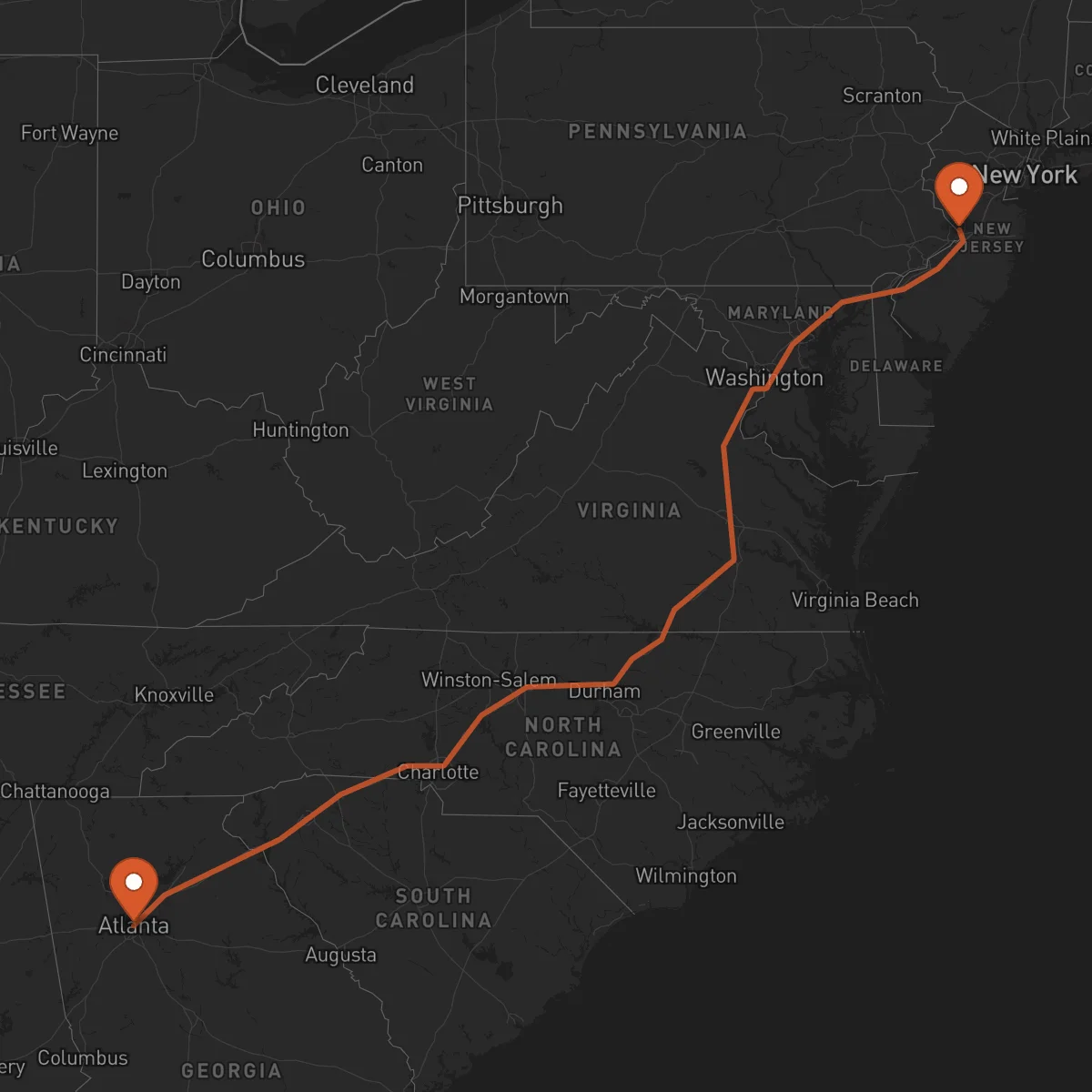 Ruta Atlanta - Trenton