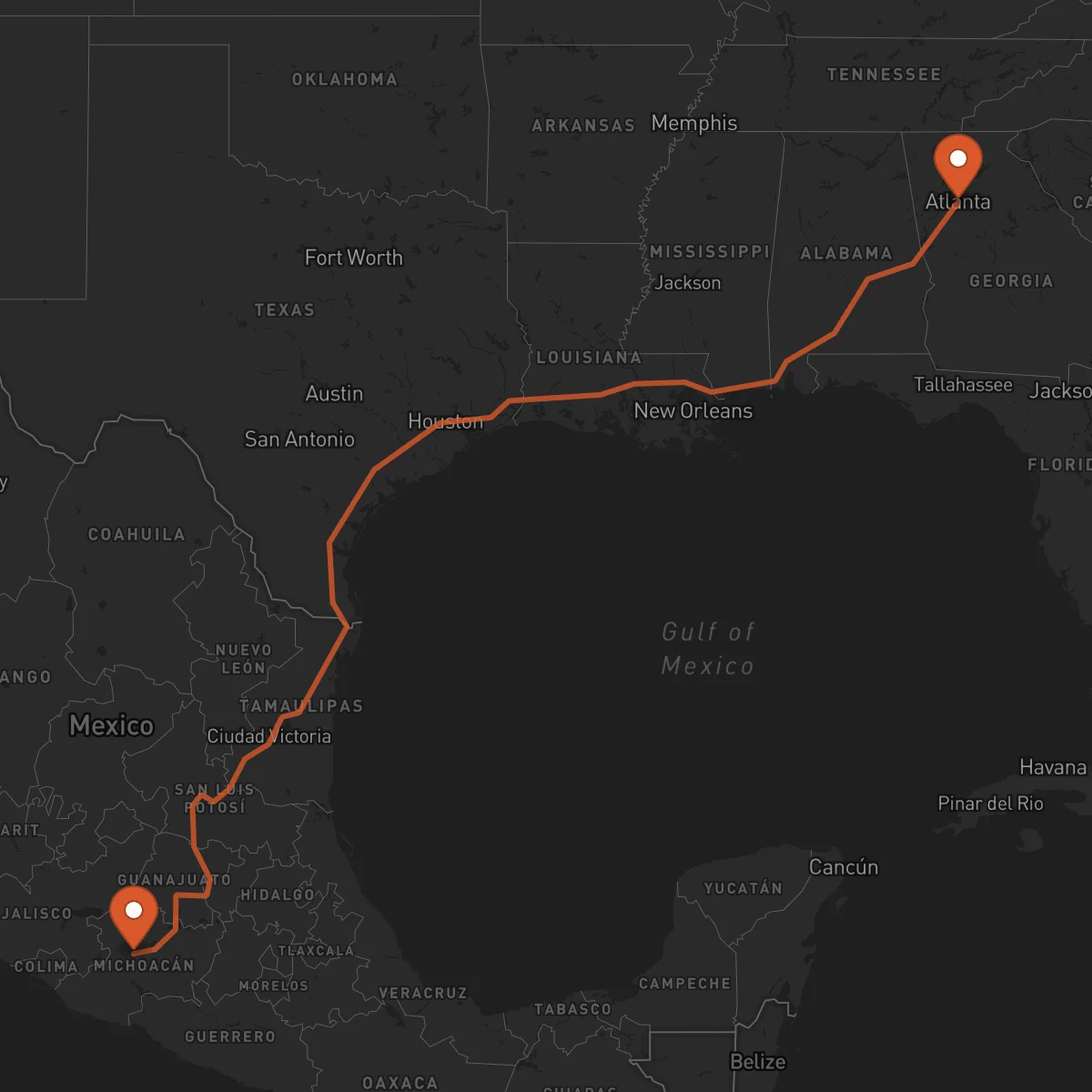 Ruta Uruapan - Atlanta