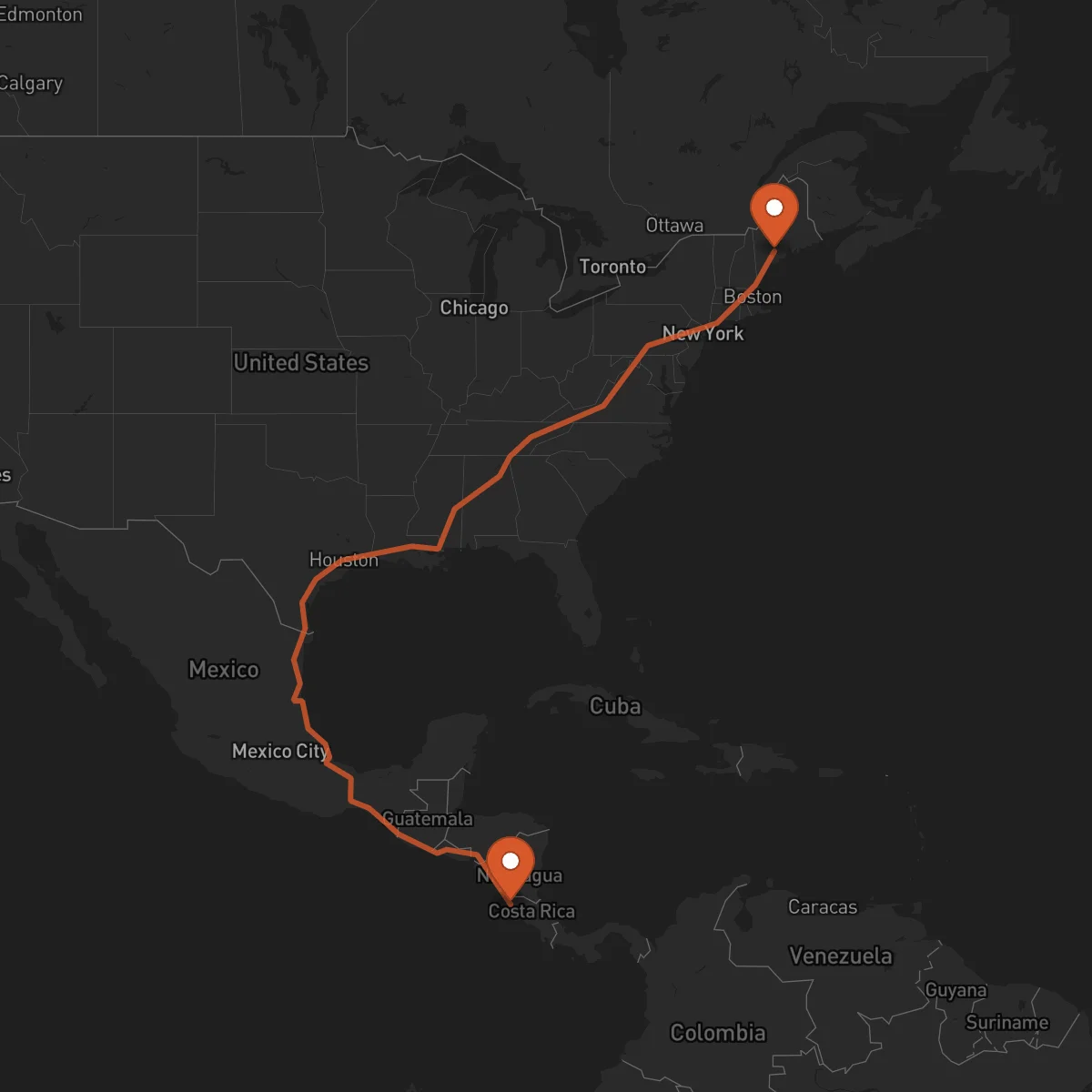 Ruta Liberia - Augusta
