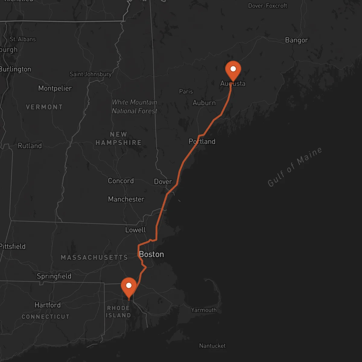 Ruta Providence - Augusta