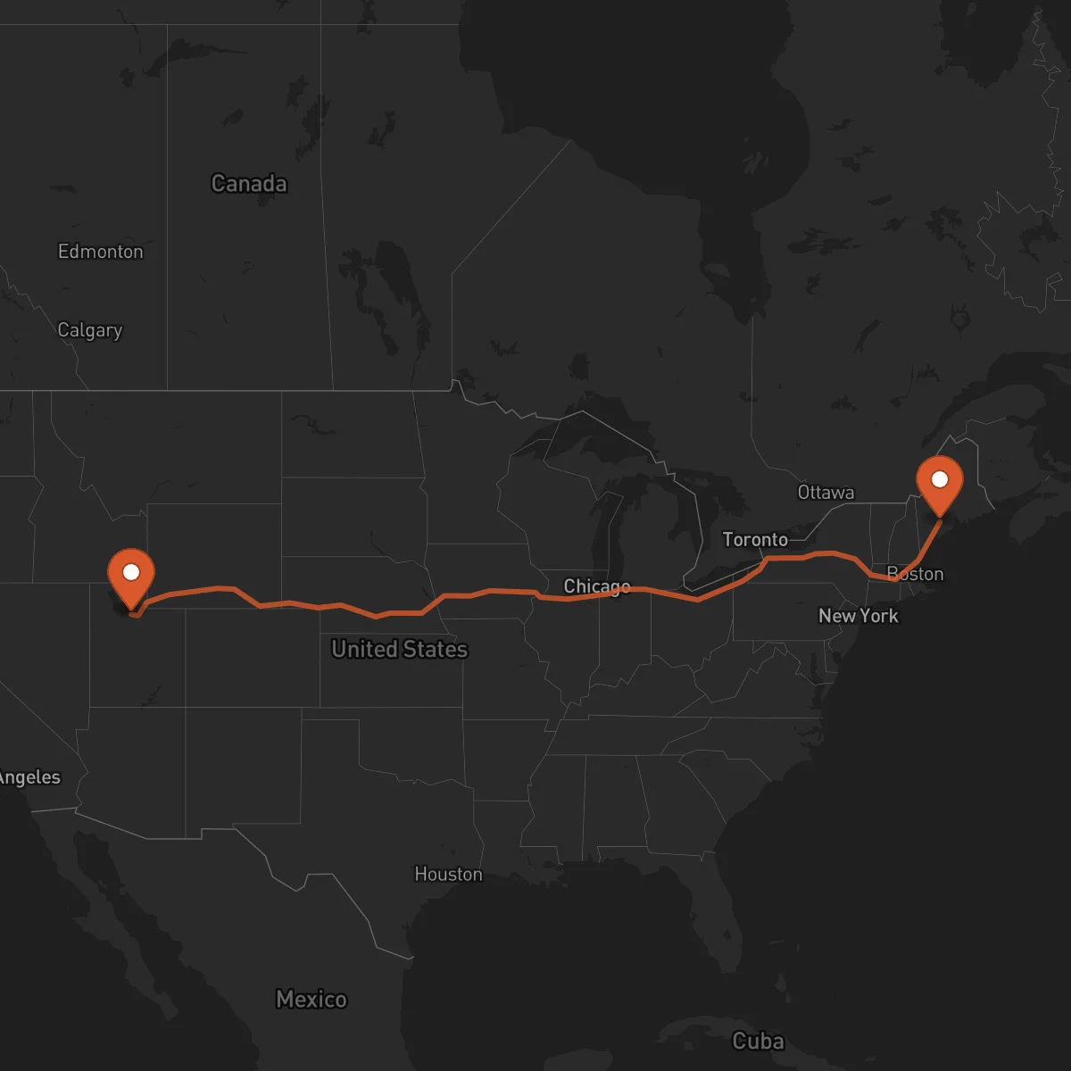 Ruta Salt Lake City - Augusta