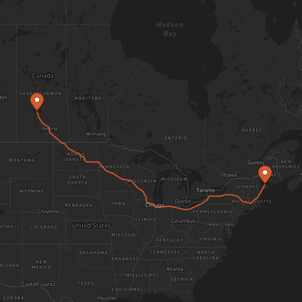 Ruta Saskatoon - Augusta
