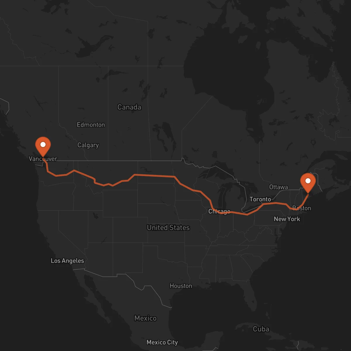 Ruta Vancouver - Augusta