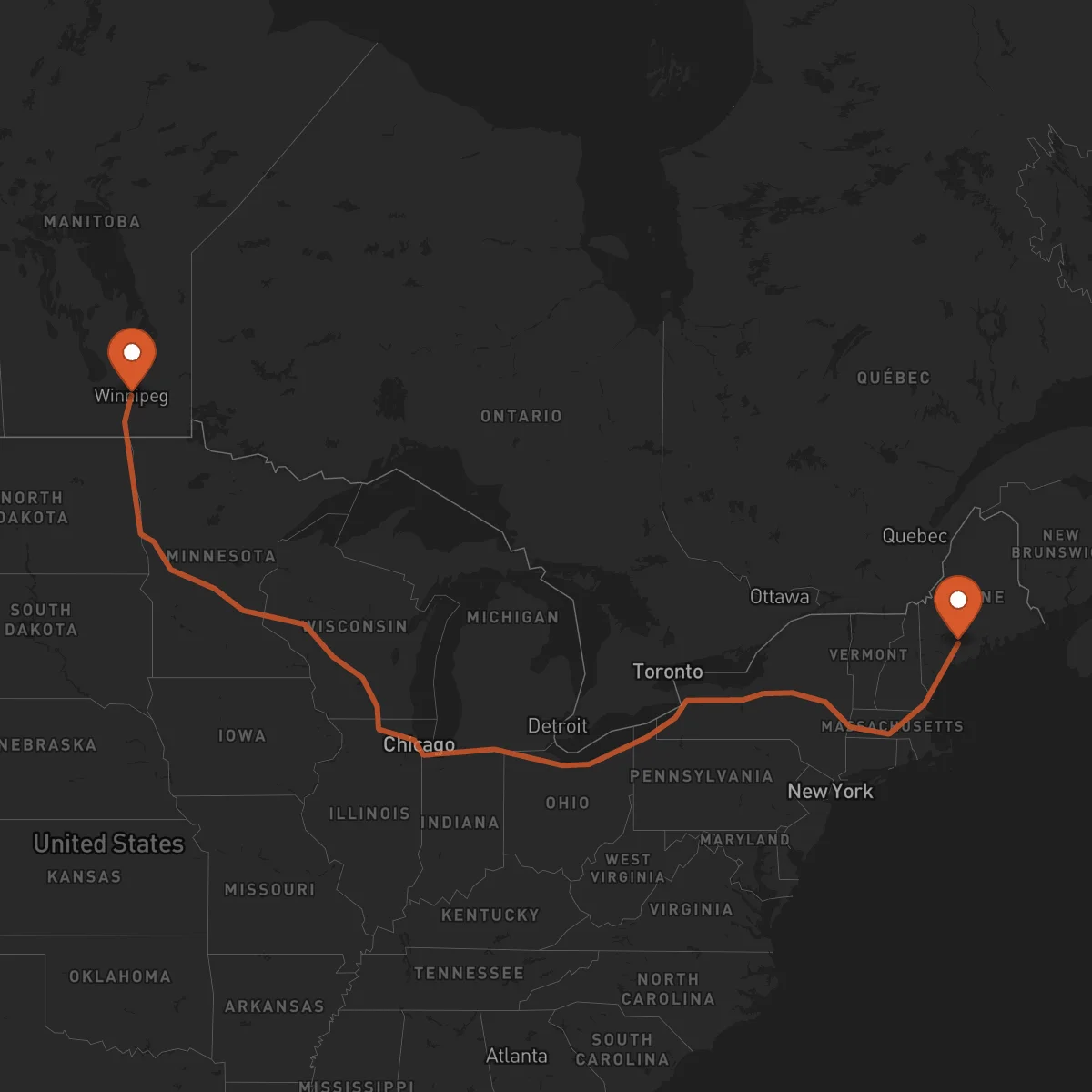 Ruta Winnipeg - Augusta