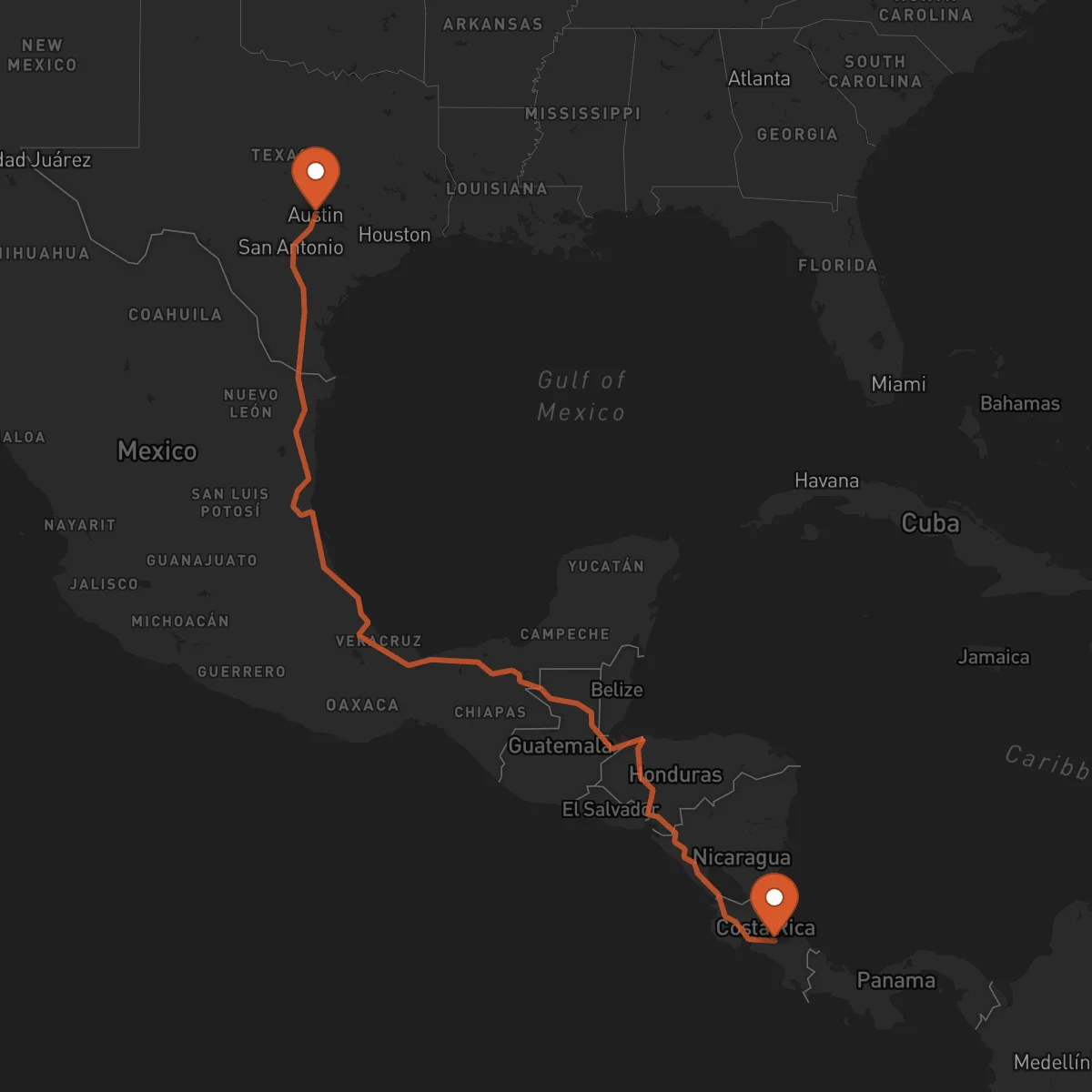 Ruta Austin - Cartago