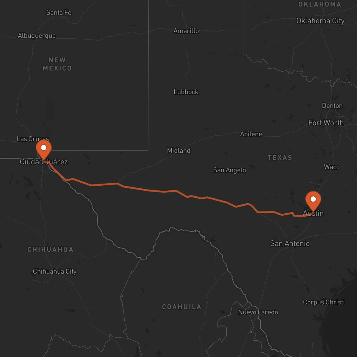 Ruta Austin - Ciudad Juárez