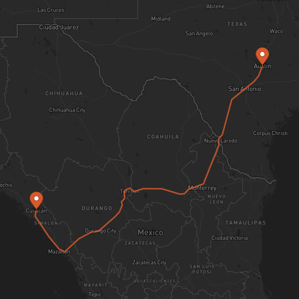 Ruta Culiacán Rosales - Austin