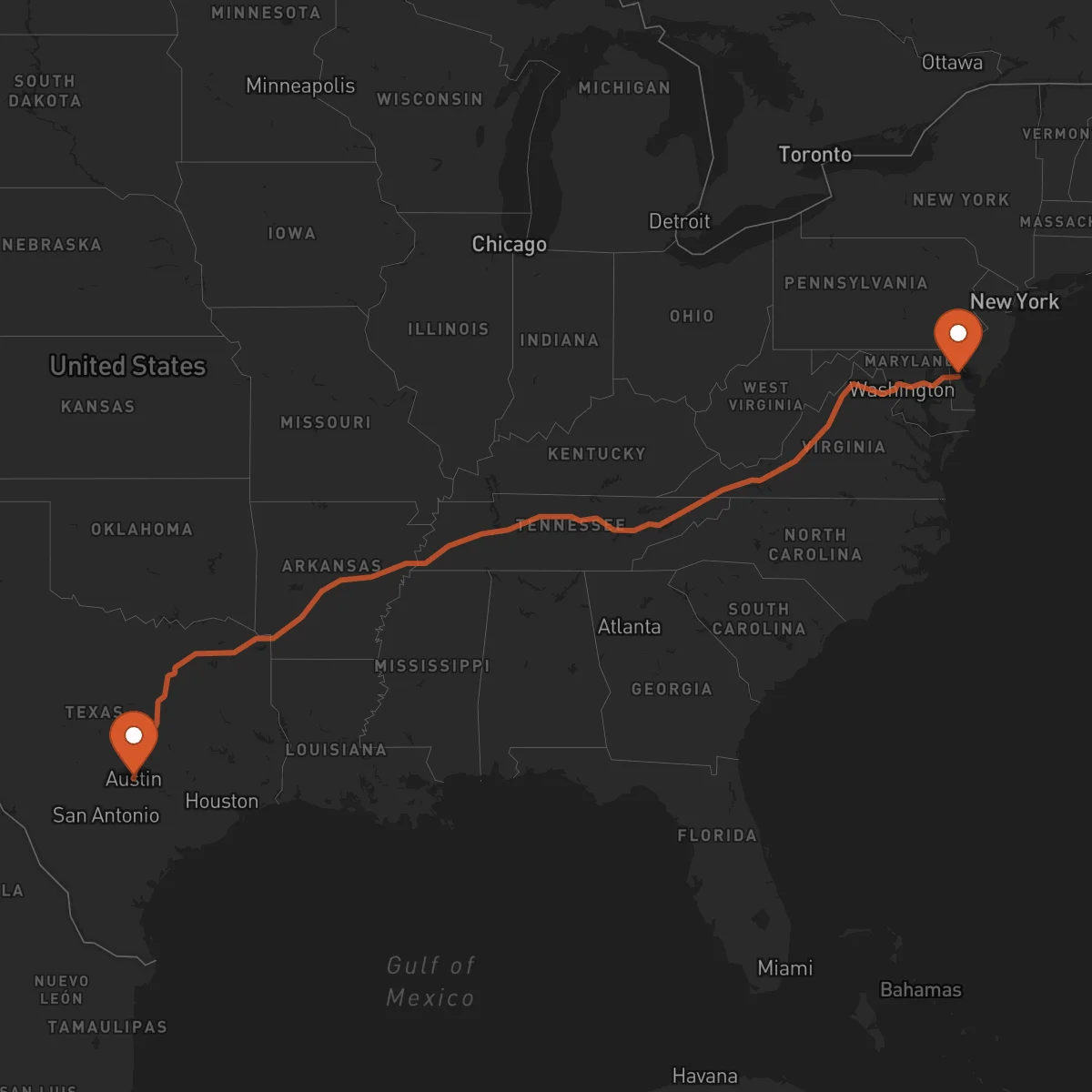 Ruta Austin - Dover