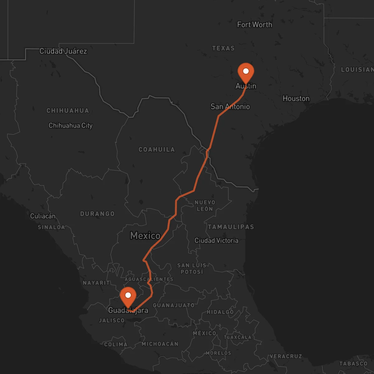 Ruta Austin - Guadalajara