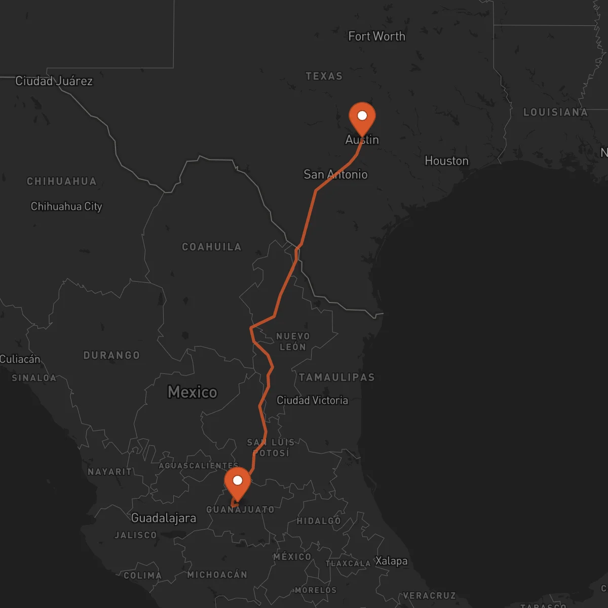 Ruta Austin - Guanajuato