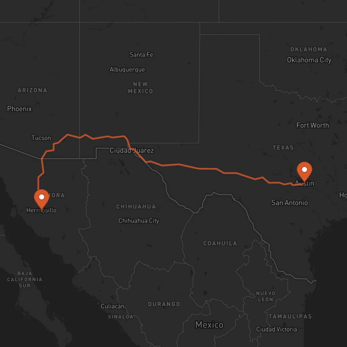 Ruta Austin - Hermosillo