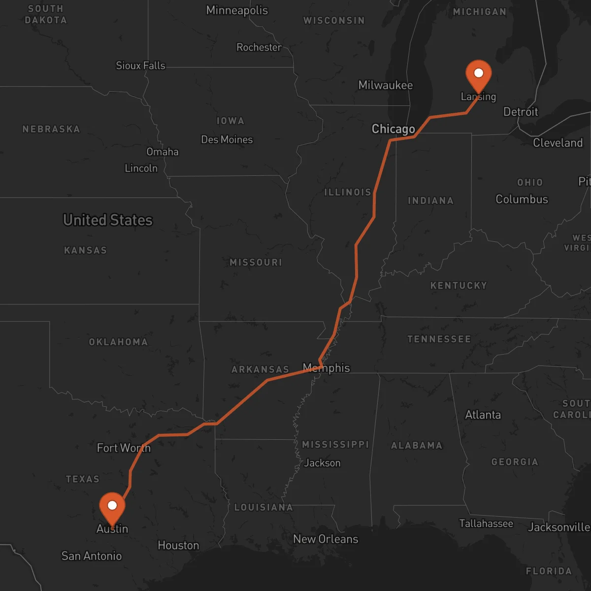 Ruta Lansing - Austin