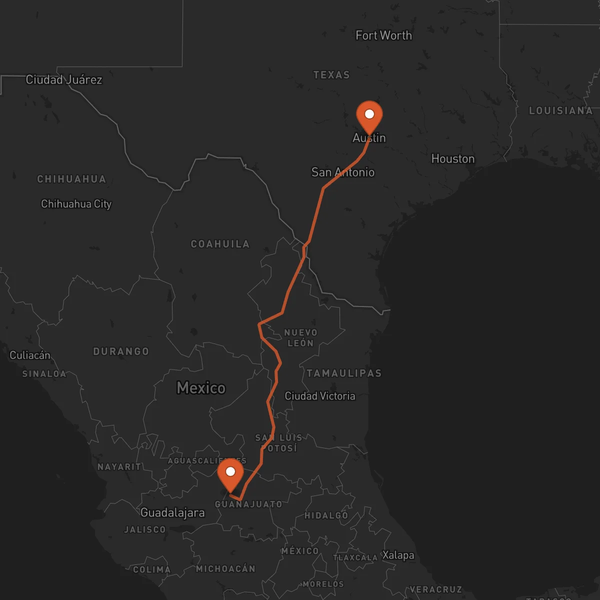 Ruta Austin - León Guanajuato