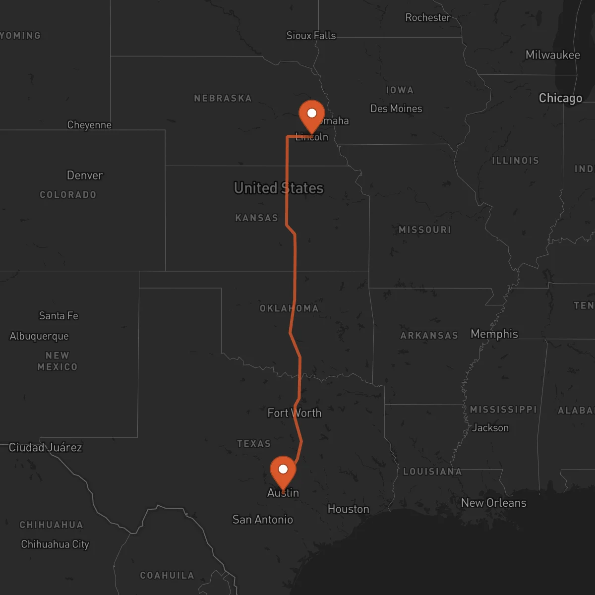Ruta Austin - Lincoln