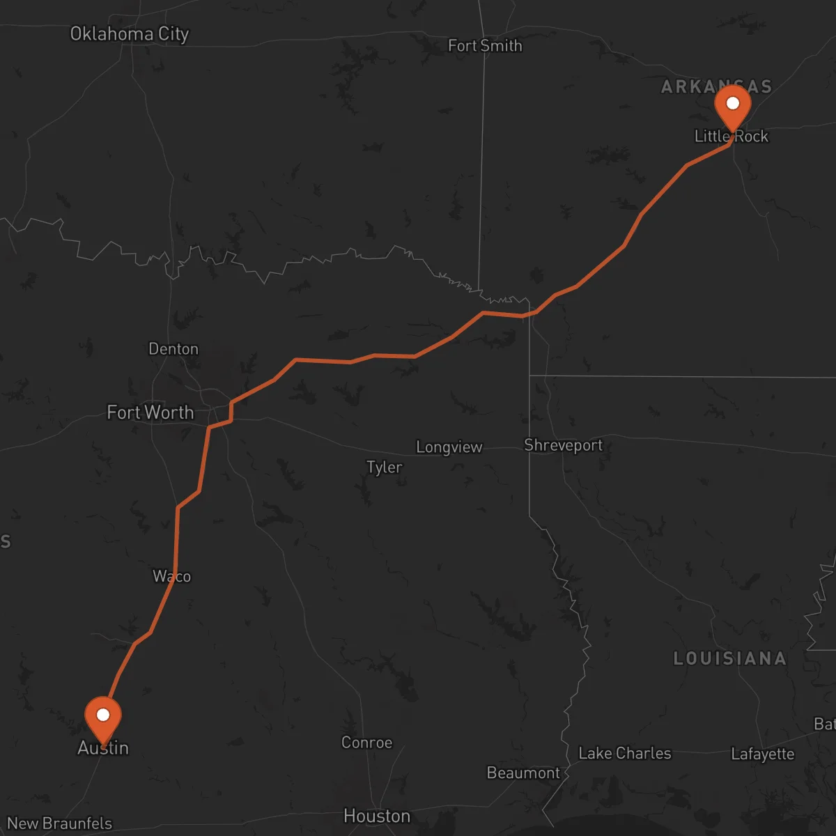 Ruta Little Rock - Austin