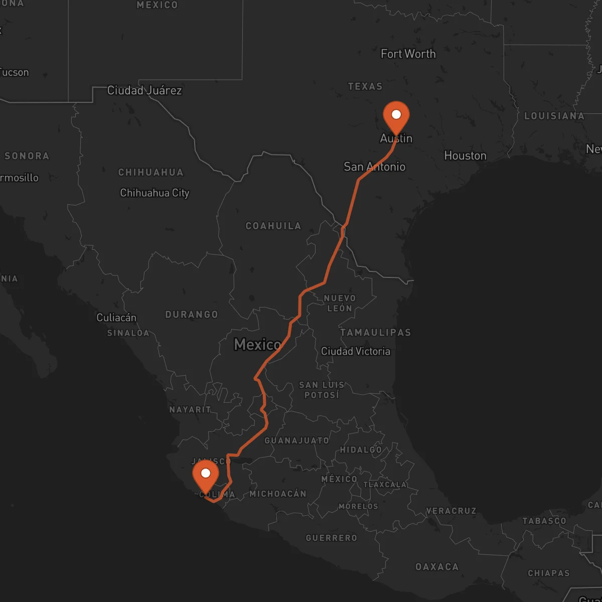 Ruta Austin - Manzanillo