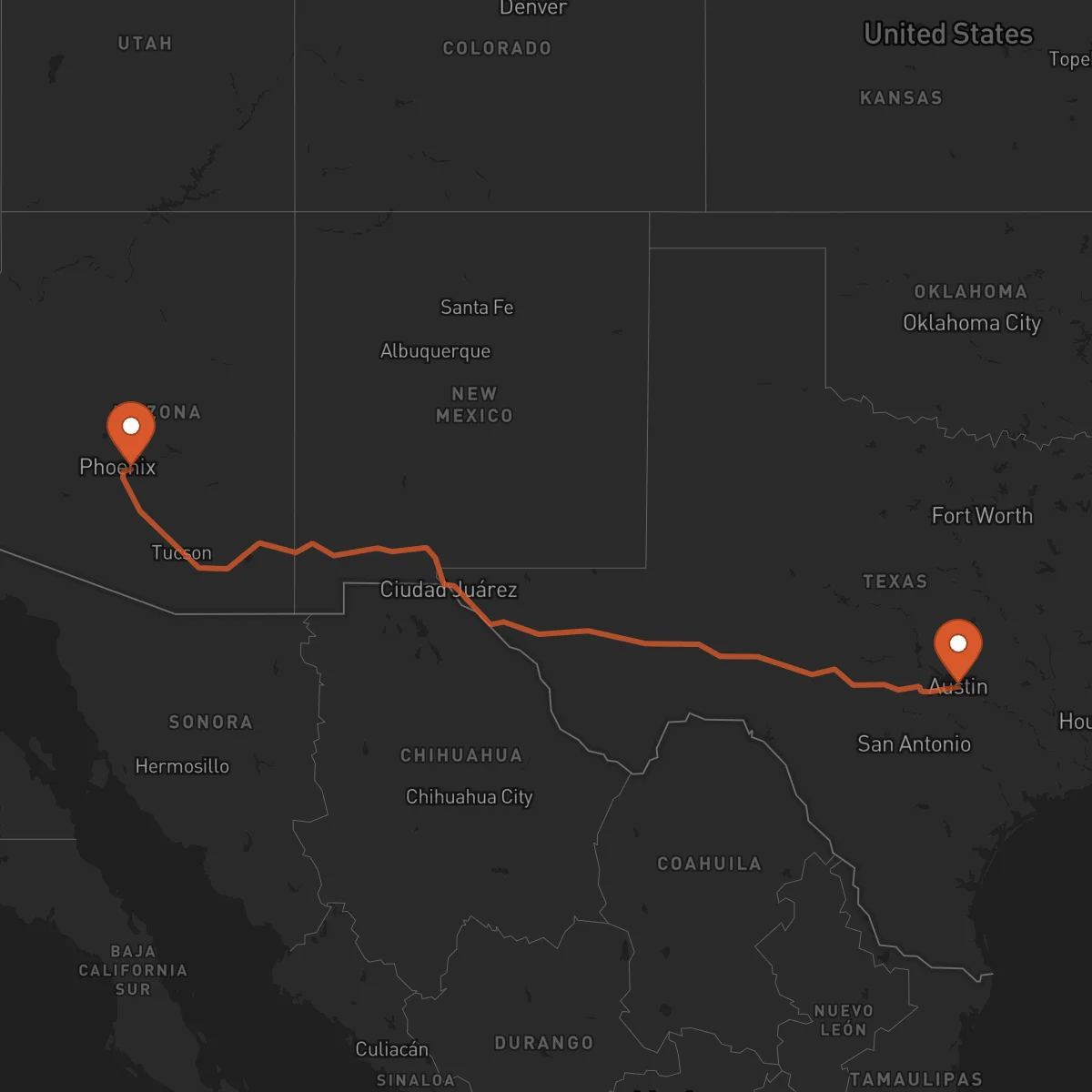 Ruta Austin - Mesa