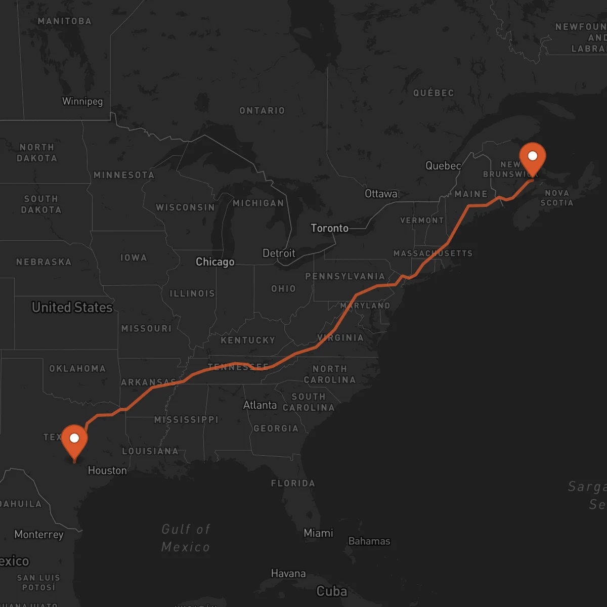 Ruta Austin - Moncton