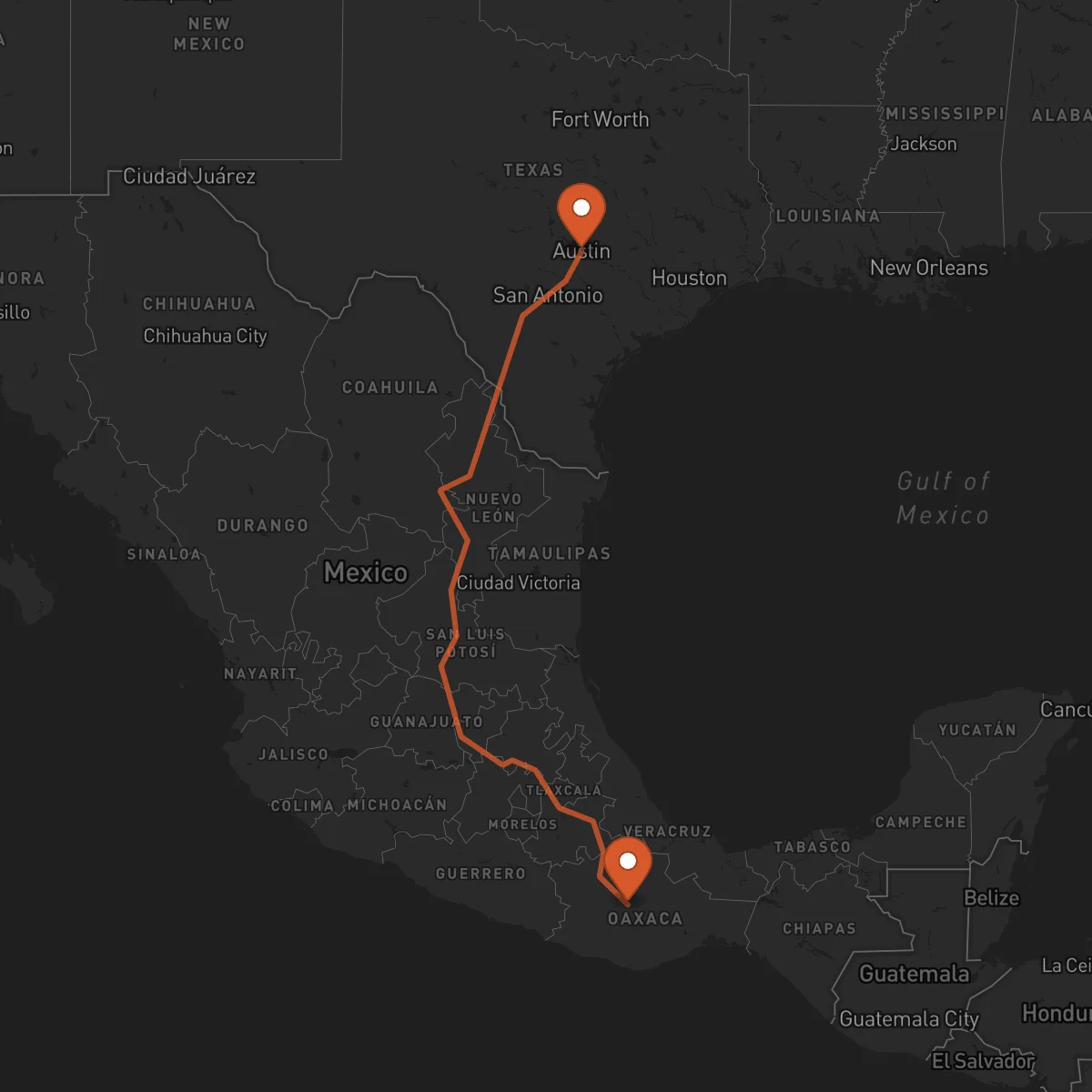 Ruta Austin - Oaxaca de Juárez