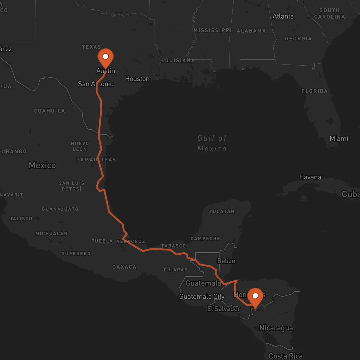 Ruta Austin - Ocotal