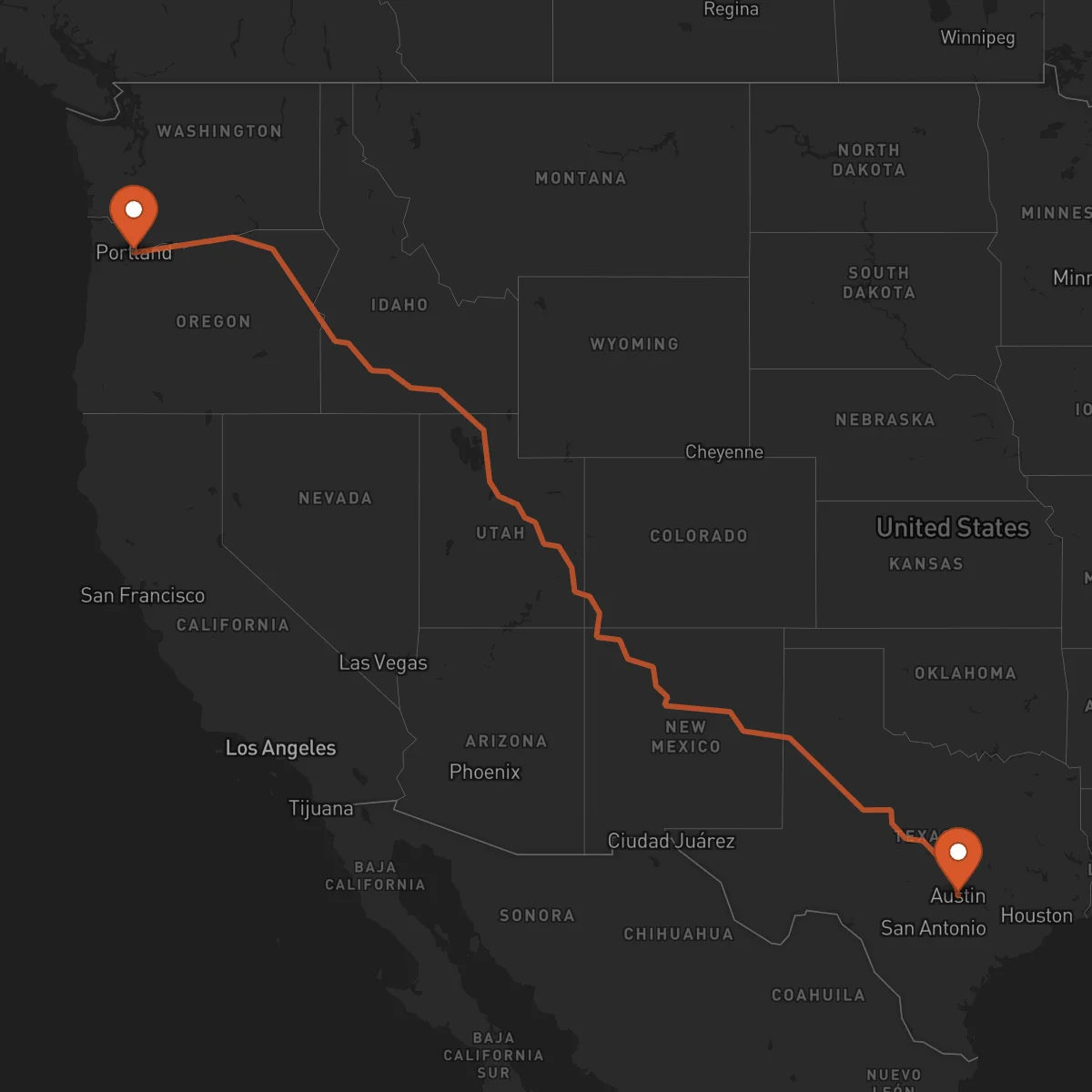 Ruta Austin - Portland